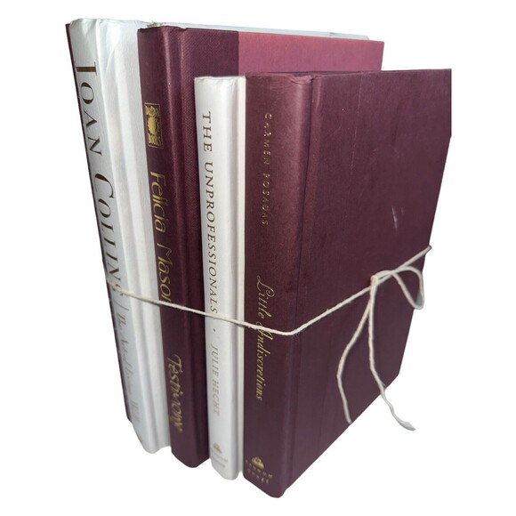 Vintage Hardcover Book Decor BURGUNDY+ WHITE Shelf Staging Props Home Decor - Picture 12 of 15
